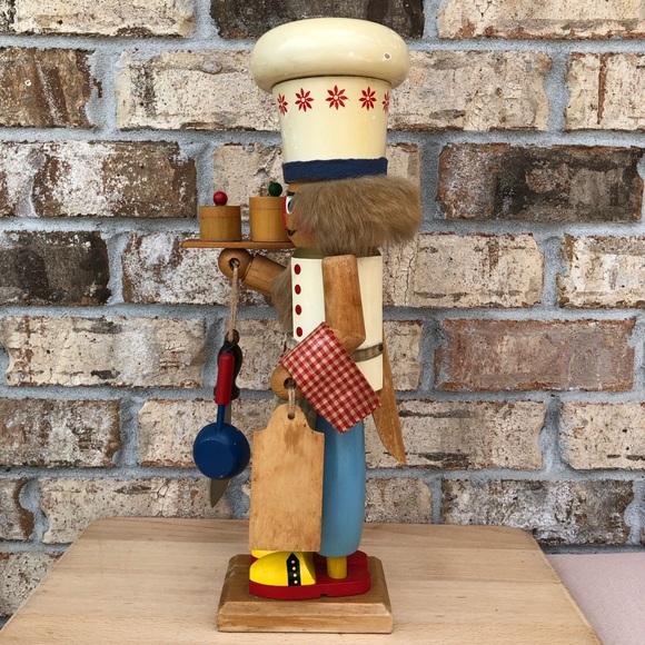 Original Steinbach Volkskunst Vintage Wood Nutcracker Chef From West Germany 16” - Picture 6 of 17